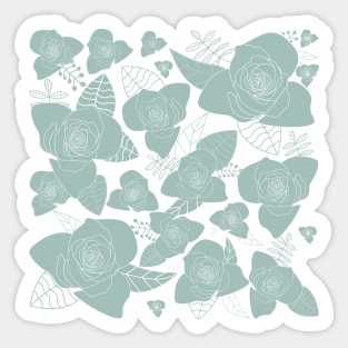 Green silhouette floral pattern Sticker